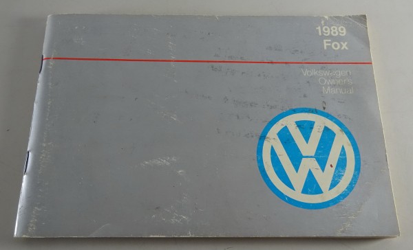 Owner's manual / Handbook VW Fox US-Modell Model Year 1989 from 09/1988