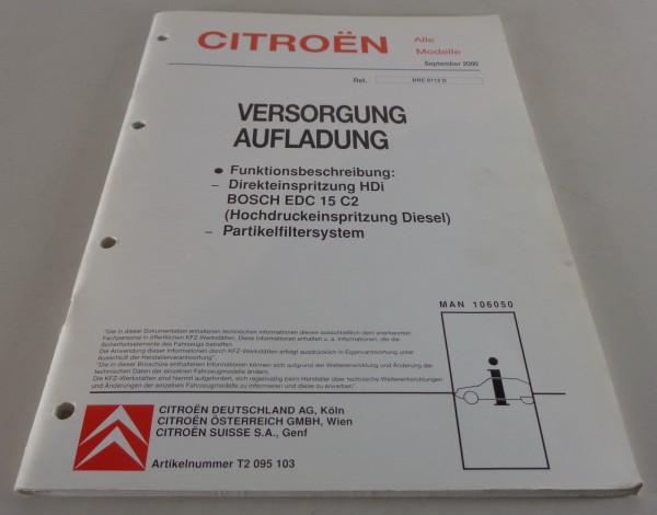 Werkstatthandbuch Citroen C5 | Direkteinspritzung HDI Bosch EDC 15 C 2 09/200