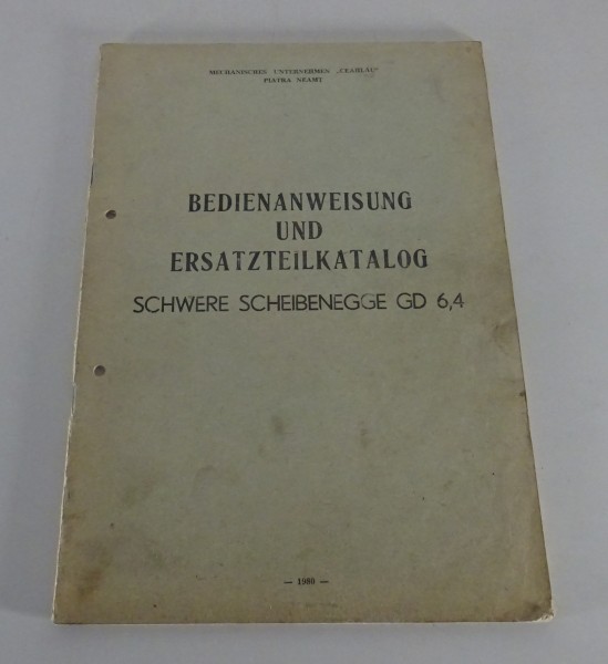 Betriebsanleitung / Handbuch CEAHLAU Scheibenegge GD 6,4 Stand 1980