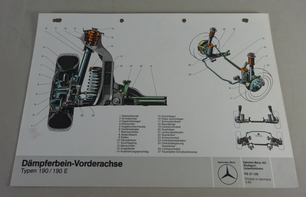 Schnittbild Mercedes-Benz W201 Dämpferbein-Vorderachse im 190 / 190 E von 3/1983