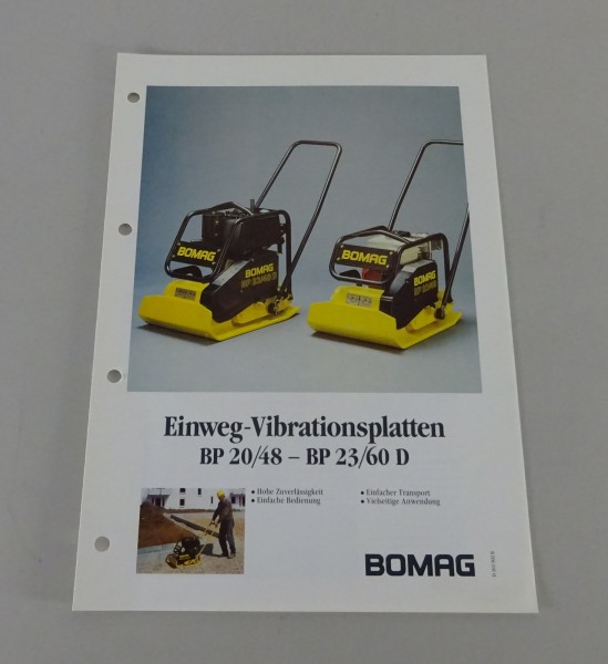 Prospekt / Broschüre Bomag Vibrationsplatten BP 20/48 - BP 23/60 D Stand 04/1993