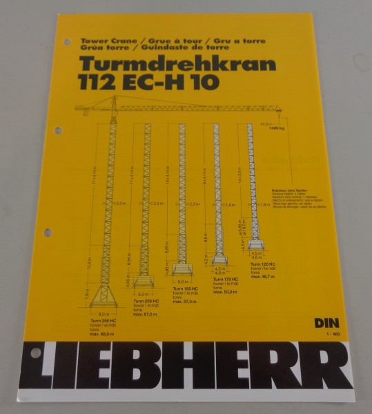 Datenblatt / Technische Beschreibung Liebherr Turmdrehkran 112 EC-H 10 von 2001