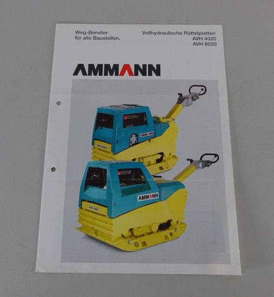 Prospekt / Broschüre Ammann Vollhydraulische Rüttelplatten AVH 4020 / 8020