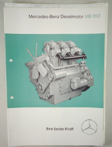 Prospekt / Broschüre + Datenblatt Mercedes Schiffsmotor MB 853 Stand 1964