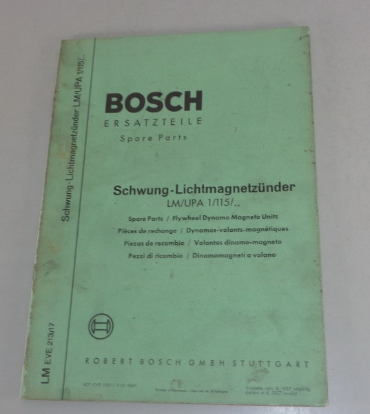 Teilekatalog Bosch Schwung Lichtmagnetzünder LM/UPA 1/115/.. von 5/1961