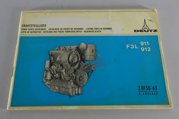 Teilekatalog / Ersatzteilliste Deutz Motor F3L 911/912 Stand 07/1971