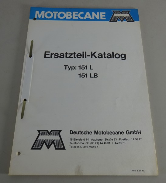 Teilekatalog / Ersatzteilliste Motobecane 151 L / 151 LB Stand 06/1979