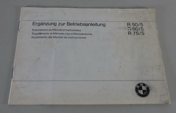 Betriebsanleitung / Ergänzung BMW Motorrad R 50/5, R 60/5, R 75/5 Stand 09/1971