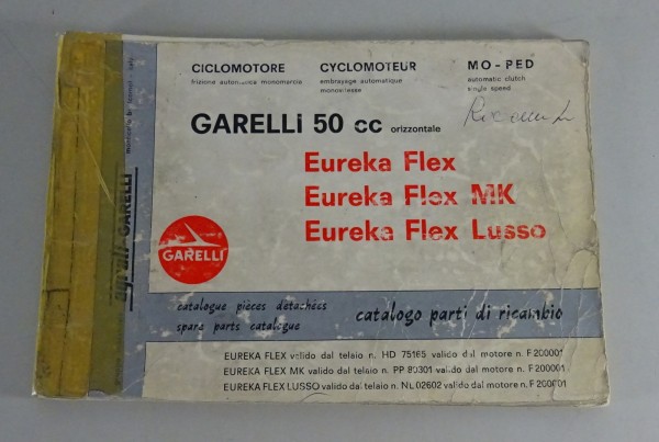 Teilekatalog Garelli 50 cc Eureka Flex / MK / Lusso Stand 1977 - mehrsprachig