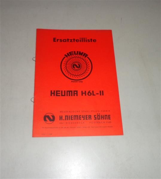 Teilekatalog / Ersatzteilliste Niemeyer Heuma H6L-II - 02/1968