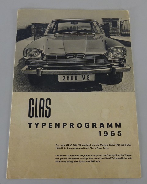 Prospekt Glas PKW Typenprogramm 1965 mit Goggomobil & 2600 V8, etc.