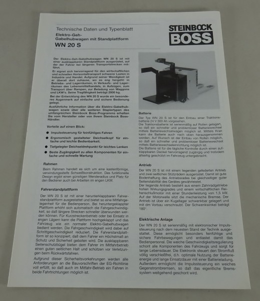 Technisches Datenblatt/ Typenblatt Steinbock Boss Gabelstapler WN 20 S von 04/94