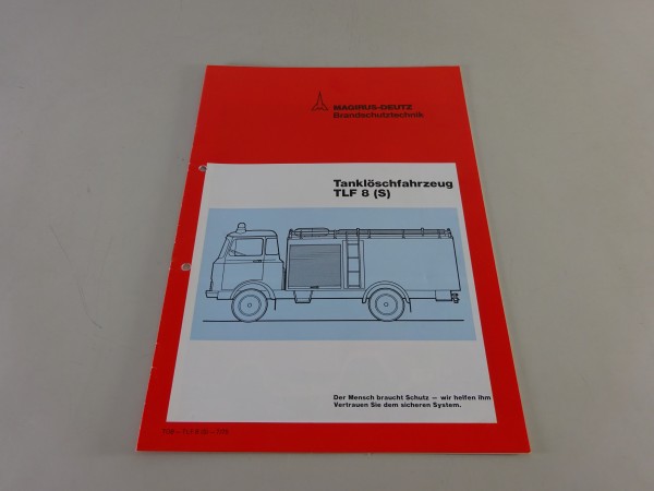 Prospekt Magirus-Deutz LKW Feuerwehr-Löschfahrzeug TLF 8 (S) Stand 07/1975
