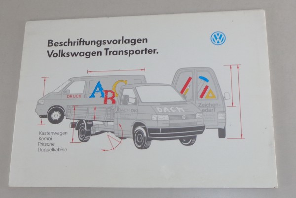 Beschriftungsvorlagen VW Transporter Kastenwagen, Kombi, Pritsche, Doppelkabine