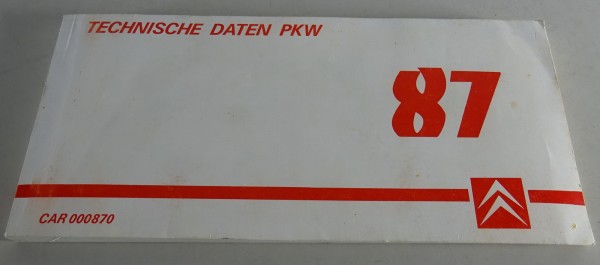 Tabellenbuch Citroen Visa / CX / BX / AX Stand 1987