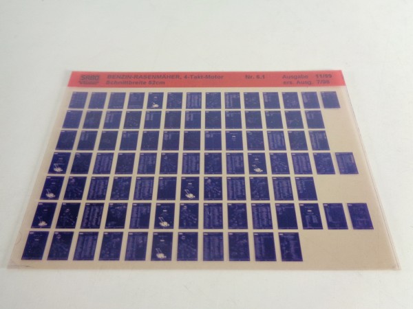 Microfich Teilekatalog Sabo Benzin-Rasenmäher 52 cm, 4-Takt-Motor von 11/1999