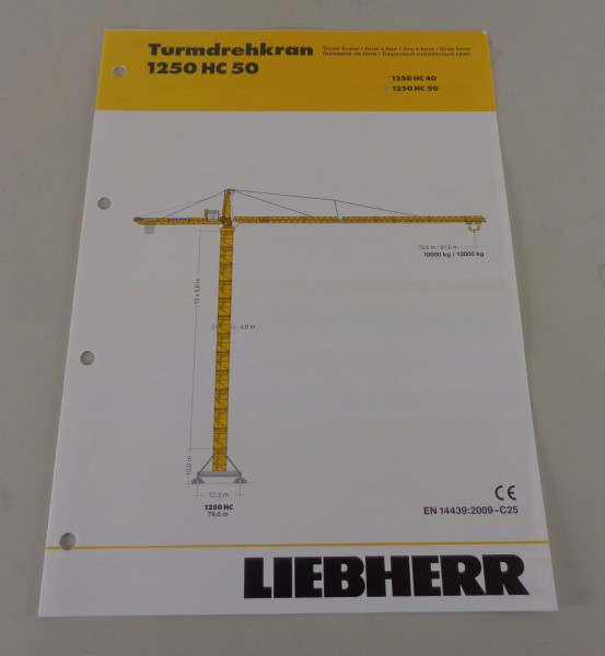 Datenblatt / Technische Beschreibung Liebherr Turmdrehkran 1250 HC 50 von 2010