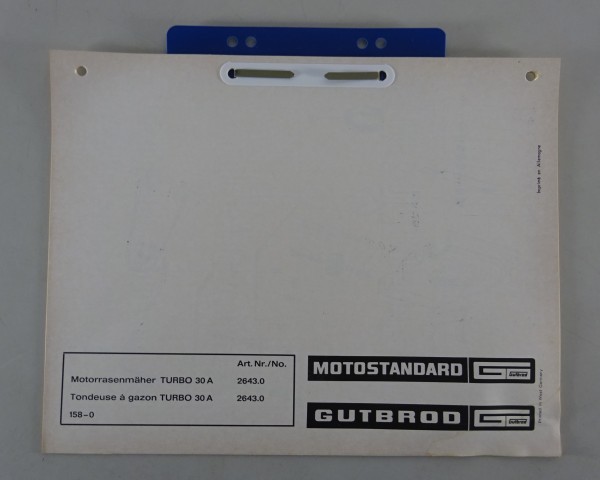 Teilekatalog / Ersatzteilliste Gutbrod Motorrasenmäher Turbo 30 A