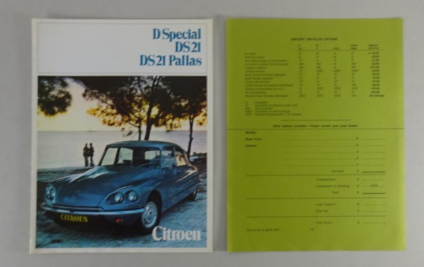 Prospekt/Broschüre Citroen DSpecial DS 21 + Pallas USA Modell 1970 auf englisch