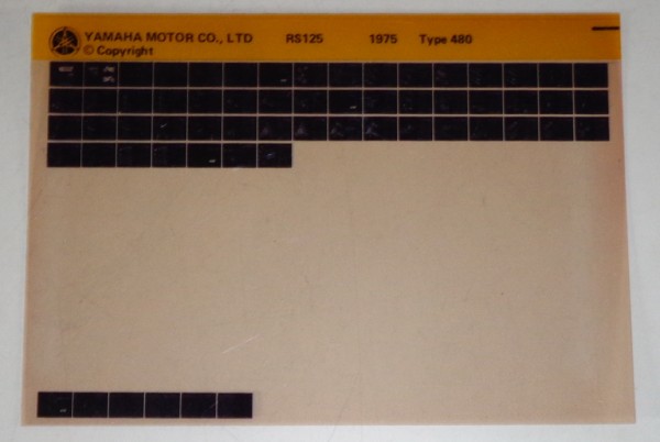 Microfich Parts Catalogue / Ersatzteilkatalog Yamaha RS 125 Stand 1975