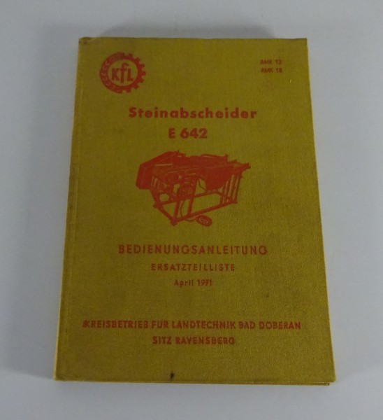 Betriebsanleitung / Handbuch Steinabscheider E 642 Stand 04/1971