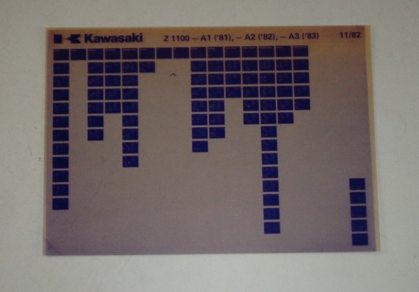 Microfich Ersatzteilkatalog Kawasaki Z 1100 A1- A3 Model 1981-83 Stand 11/82