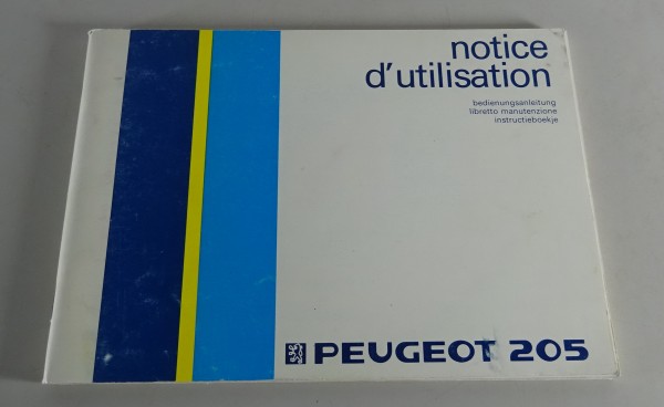 Betriebsanleitung / Handbuch Peugeot 205 GL, GR, SR, GT Stand 01/1987