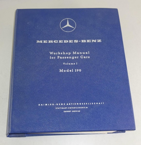 Workshop Manual Mercedes Benz Ponton 190 W121, Baujahre 1956 - 1961 Stand 1954