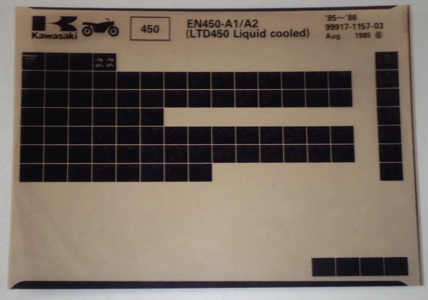 Microfich Ersatzteilkatalog Kawasaki LTD 450 Liquid cooled EN A1/A2 Stand 08/85