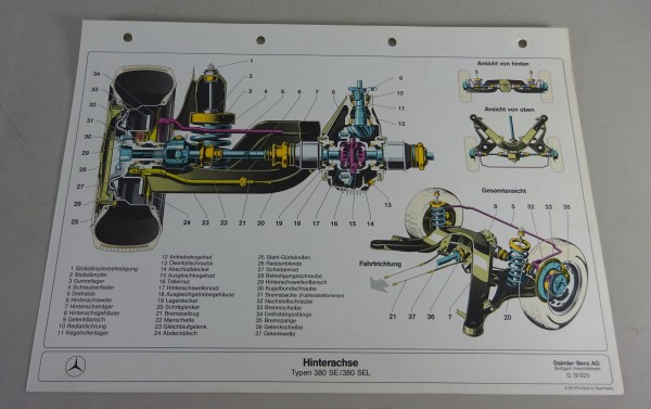 Schnittbild Mercedes-Benz 380 SE / 380 SEL W126 S-Klasse Hinterachse von 08/1980