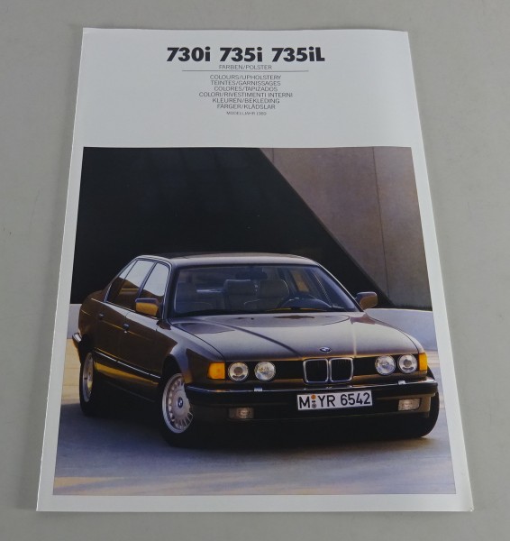 Prospekt / Broschüre Farben/Polster BMW E32 7er 730i / 735i / 735iL von 01/1989