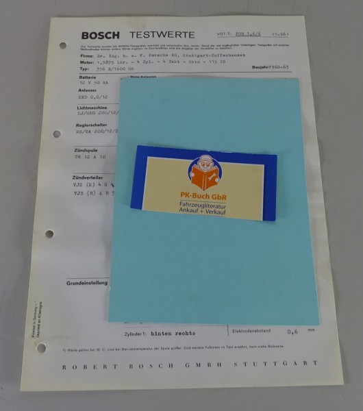 Bosch Testwerte Porsche 356 B / 1600 GS 115 PS Baujahr 1960-1963
