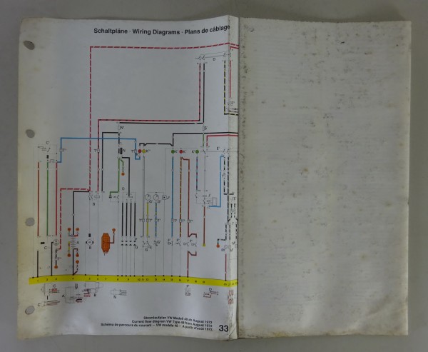 Elektrischer Schaltplan / Stromlaufplan VW K70 Typ 48 Modelljahr 1973