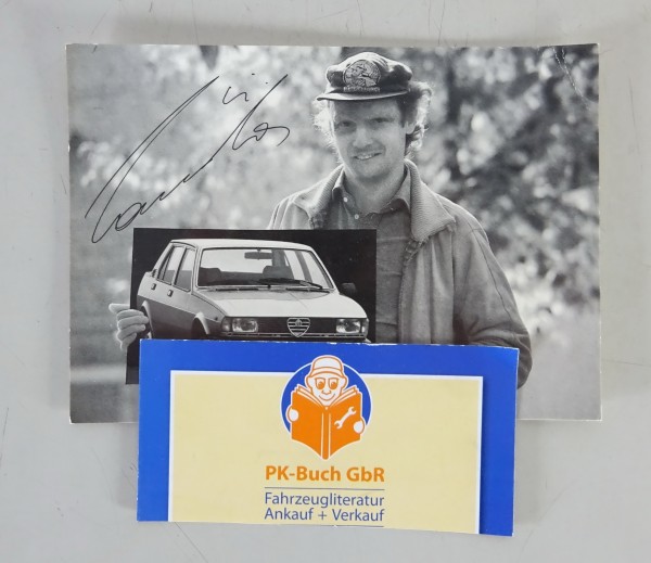 Pressefoto Nicki Lauda mit Alfa Romeo Giulietta Typ 116