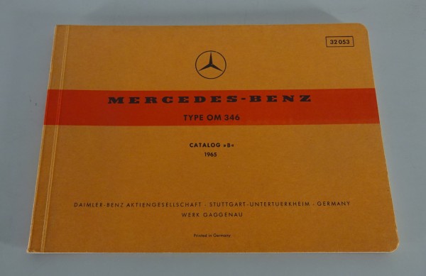 Bildkatalog / Ersatzteilkatalog Mercedes-Benz Dieselmotor OM 346 Stand 10/1965