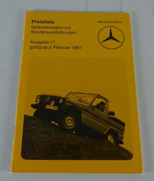 Preisliste Mercedes-Benz G-Modell / G-Klasse W460 gültig ab 02/02/1987