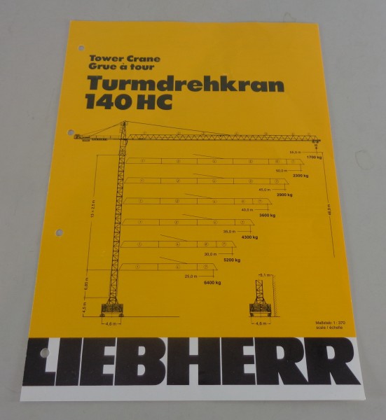Datenblatt / Technische Beschreibung Liebherr Turmdrehkran 140 HC von 04/1988