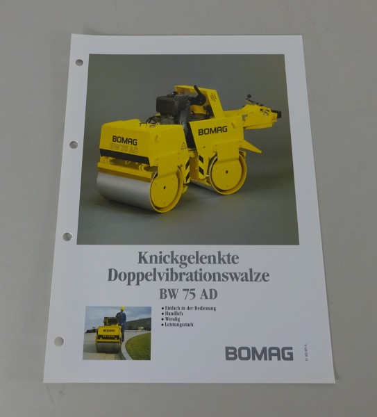 Prospektblatt / Broschüre Bomag Doppelvibrationswalze BW 75 AD Stand 10/1991