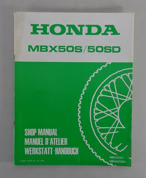 Werkstatthandbuch Nachtrag Honda MBX 50 S / 50 SD Stand 1984
