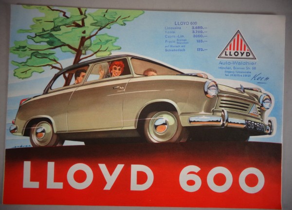 Prospekt / Broschüre Lloyd LC / LT / LS / LTK 600 Original von ca. 1955