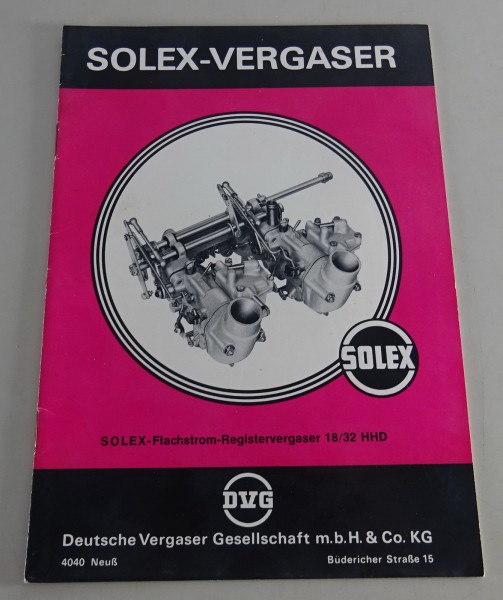 Handbuch Solex Registervergaser für NSU Ro 80 + Wankel Spider Stand 08/1969
