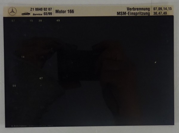 Microfich Teilekatalog Mercedes-Benz M166 Verbrennung / MSM-Einspritzung 03/1999