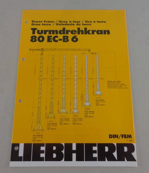 Datenblatt / Technische Beschreibung Liebherr Turmdrehkran 80 EC-B 6 von 03/2001