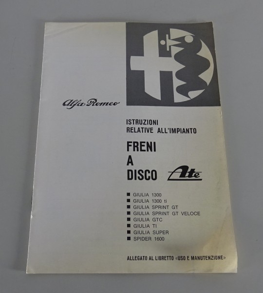 Allegatto al Libretto Sistema frenante a disco Alfa Romeo ATE '01/1967