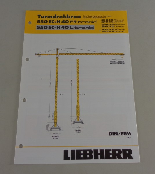 Datenblatt Liebherr Turmdrehkran 550 EC-H 40 Fr.tronic von 03/2007