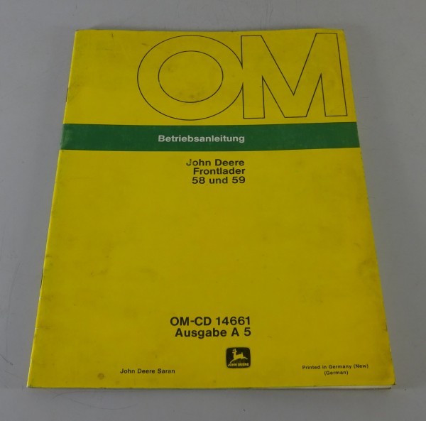Betriebsanleitung John Deere Frontlader 58 / 59