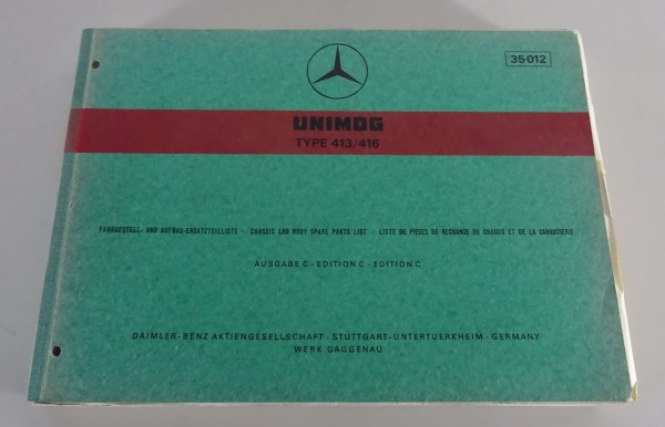 Teilekatalog Mercedes-Benz Unimog 413 / 416 Stand 06/1970