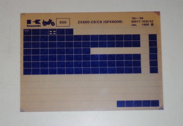 Microfich Ersatzteilkatalog Kawasaki GPX600R ZX600 C8/C9 Model 95-96 Stand 01/96