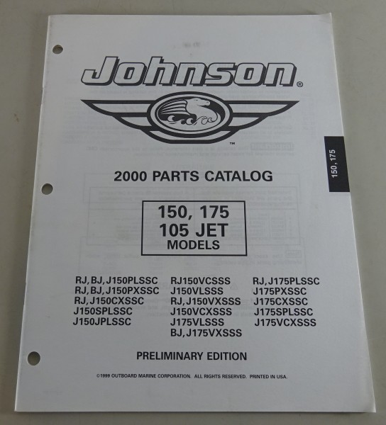 Teilekatalog Johnson Evinrude Außenborder 150 | 175 | 105 Jet Modelle Stand 2000