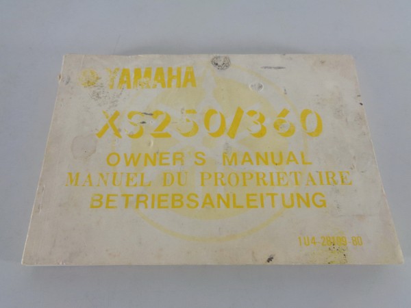 Betriebsanleitung / Owner's Manual Yamaha XS 250 / XS 360 von 11/1976
